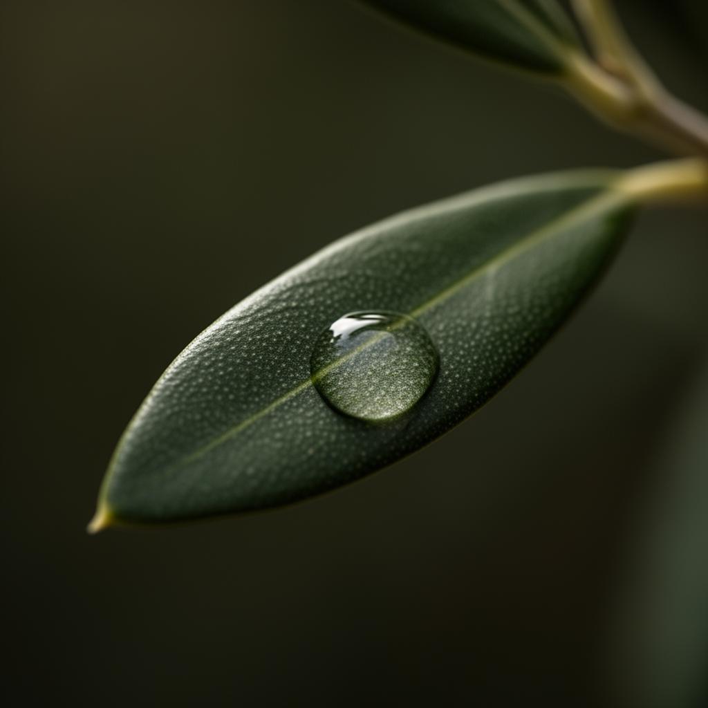 Olive leaf with dew